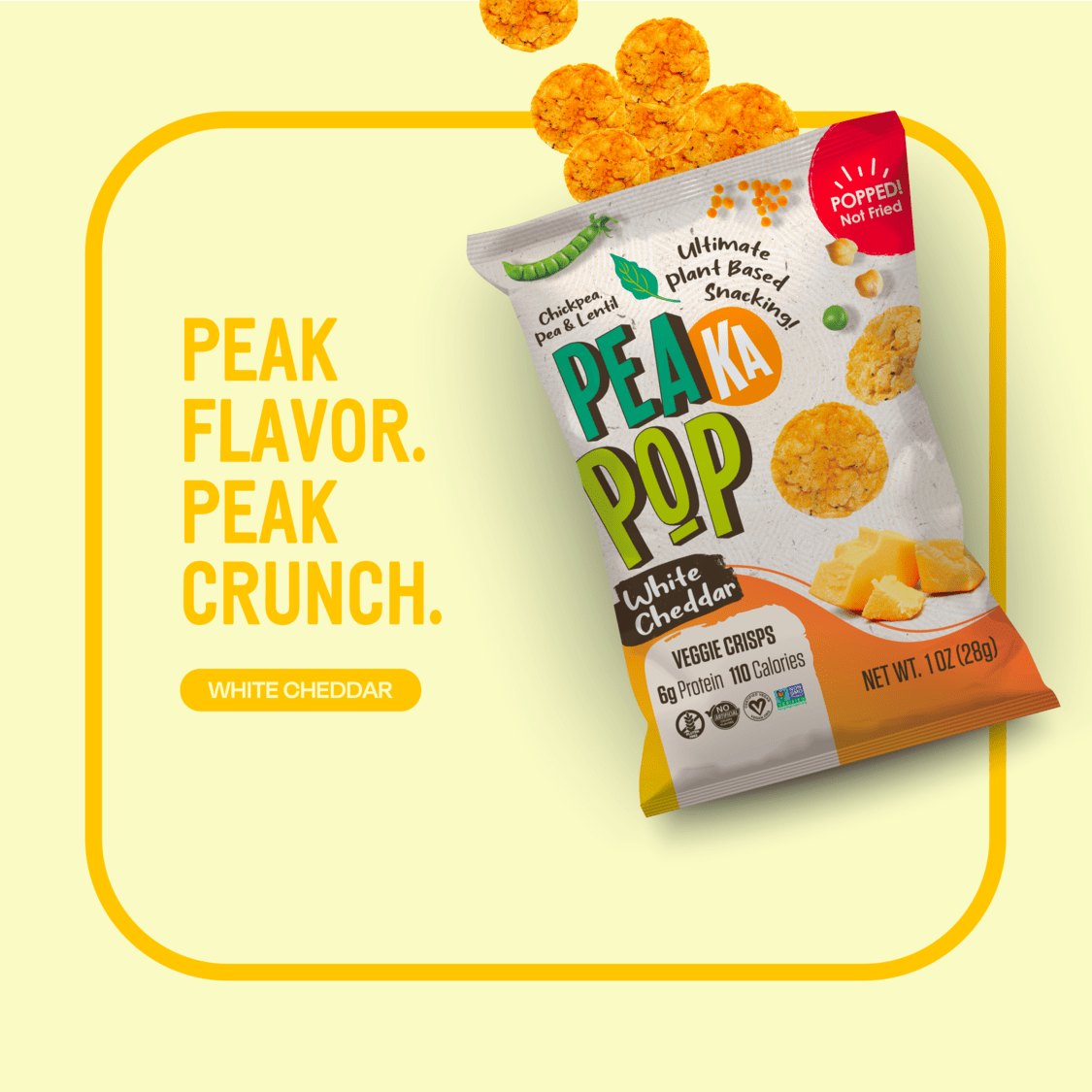 White Cheddar Veggie Crisps – PeaKaPop